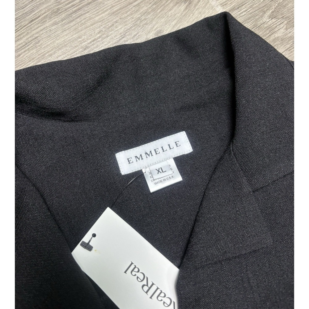 Emmelle Lustrous Crepe Oversized Jacket Black Womens XL Classic Designer Relaxed - Picture 4 of 7